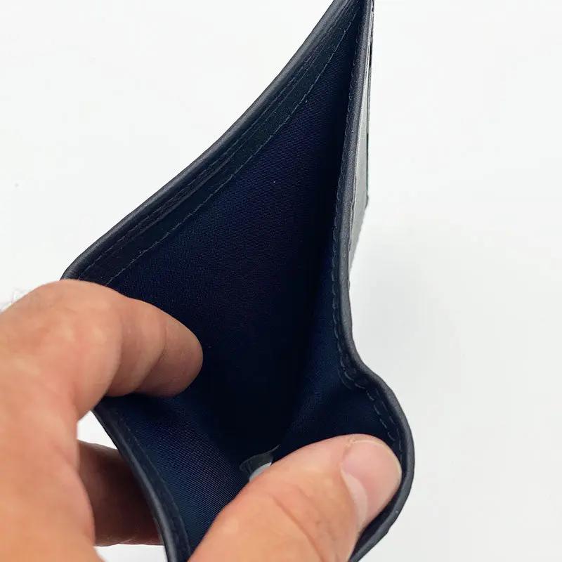 Small Vertical Nappa Leather Wallet Blue 8103