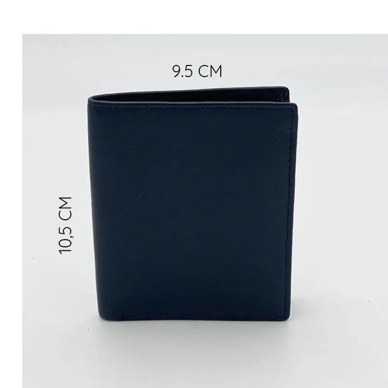 Small Vertical Nappa Leather Wallet Blue 8103