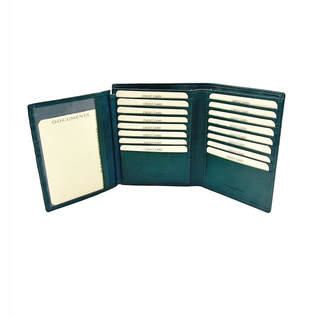 Small Vertical Nappa Leather Wallet Green 8103