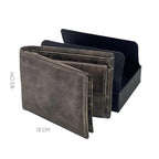 Wallet with Coin Compartment and Flap in Grey Stone Wax, Classic Size
