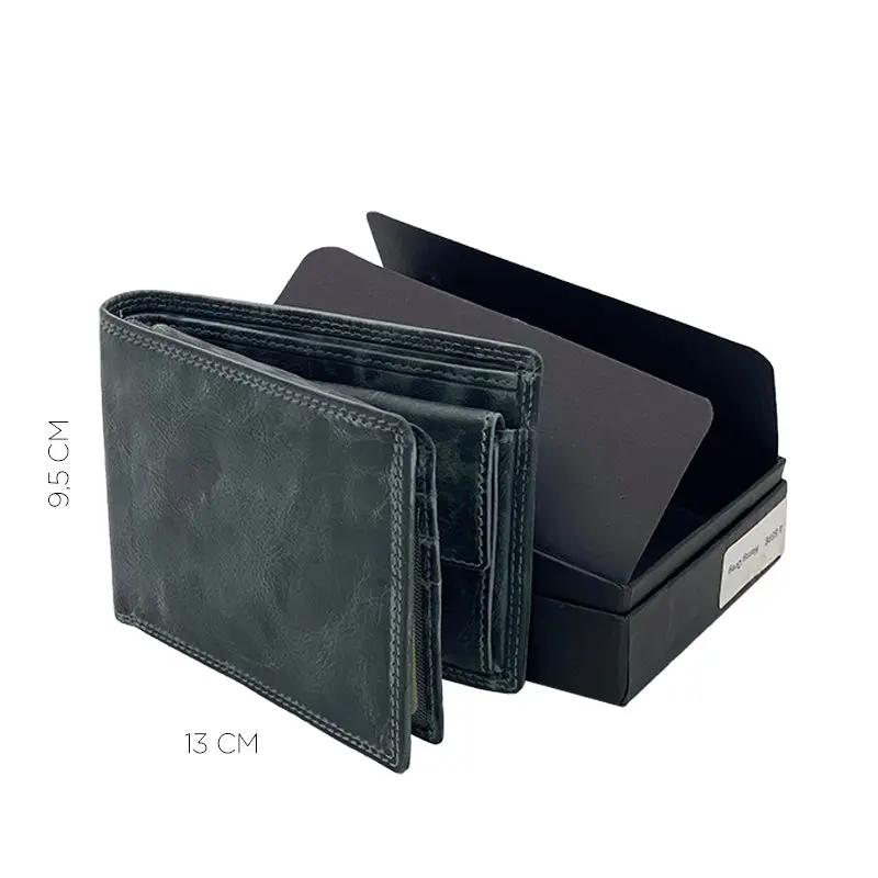 Hazz Grey Stone Wax Classic Wallet with Coin Compartment