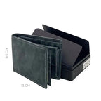 Hazz Grey Stone Wax Classic Wallet with Coin Compartment