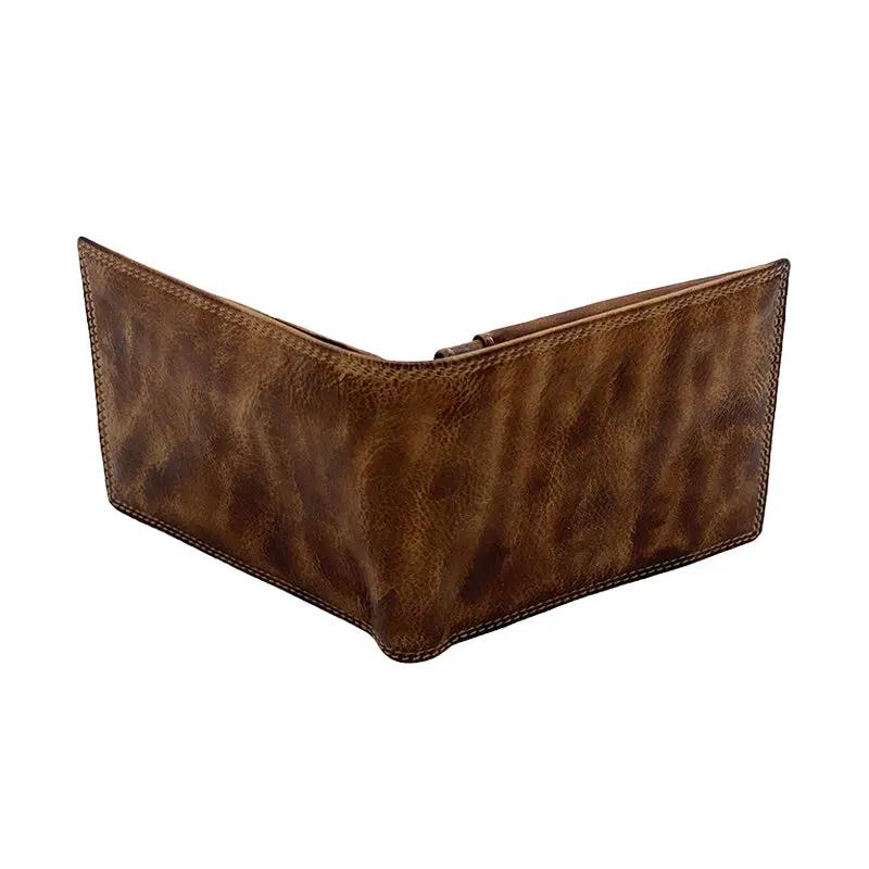 Mocha Stone Wax Wallet with Coin Pocket and Flap, Classic Size