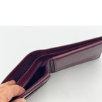 Classic Bordeaux Nappa Leather Wallet with Coin Pocket and Flap
