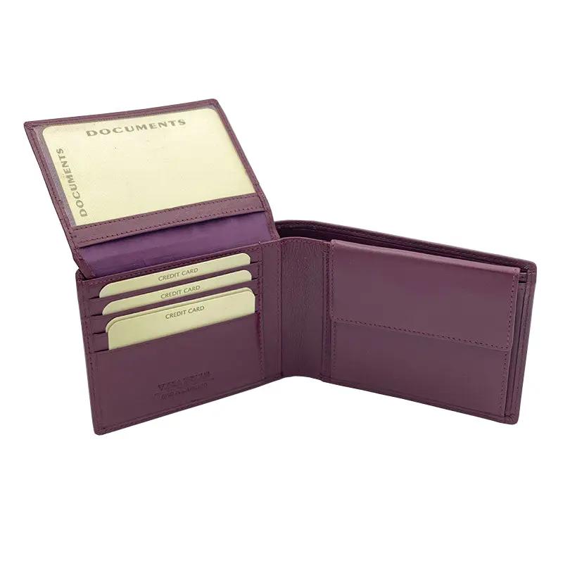 Classic Bordeaux Nappa Leather Wallet with Coin Pocket and Flap