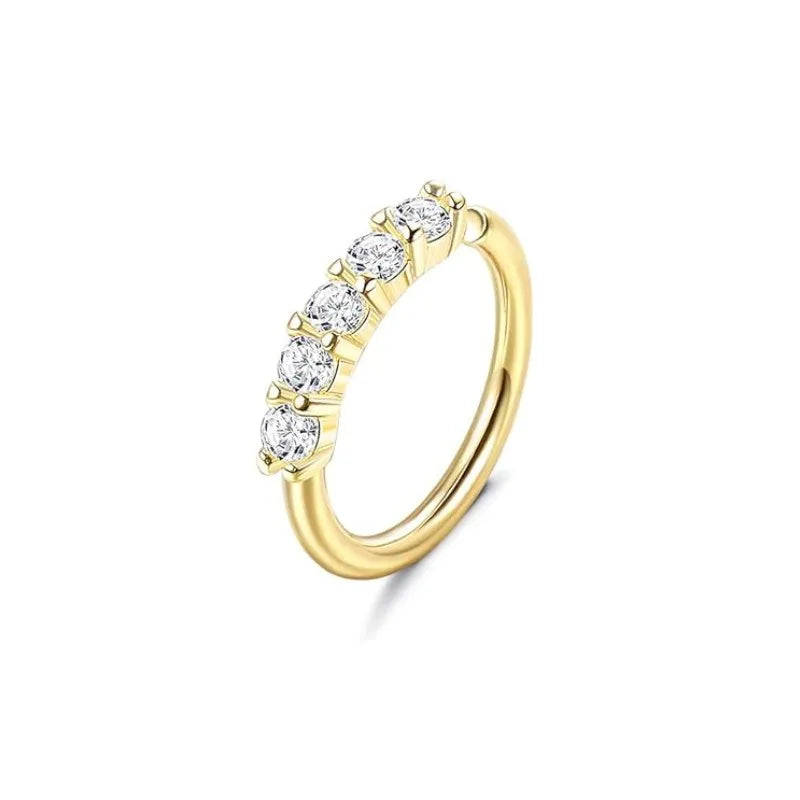 Hazel | Roestvrijstalen Neusring met Bladvormige Cubic Zirconia