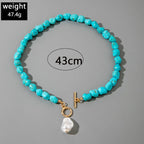 Lily | Natuurlijke turquoise gevormde parel hanger ketting