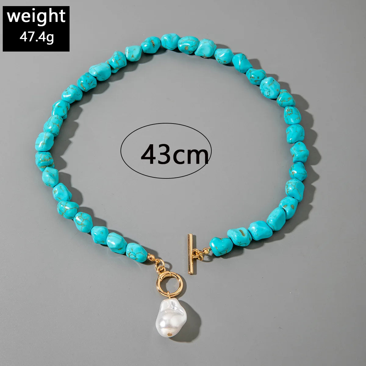 Lily | Natuurlijke turquoise gevormde parel hanger ketting