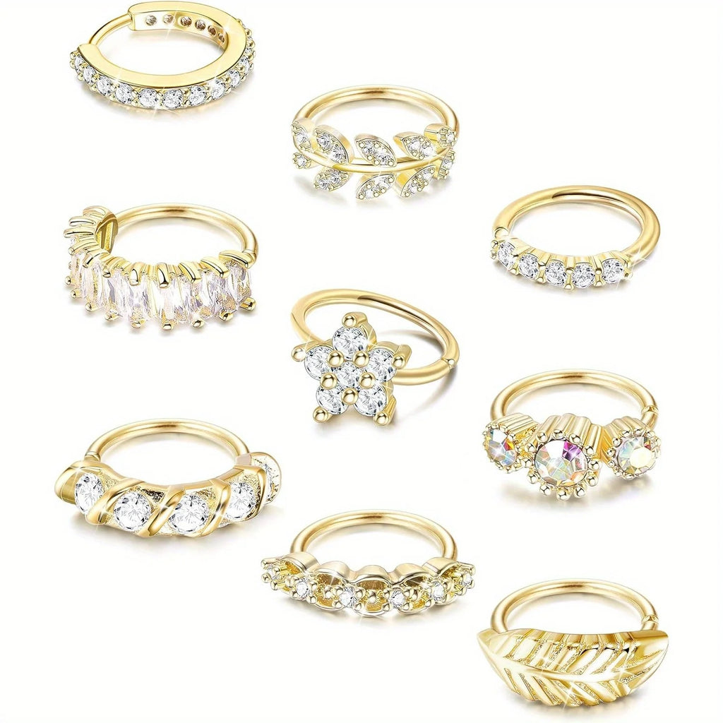 Hazel | Roestvrijstalen Neusring met Bladvormige Cubic Zirconia