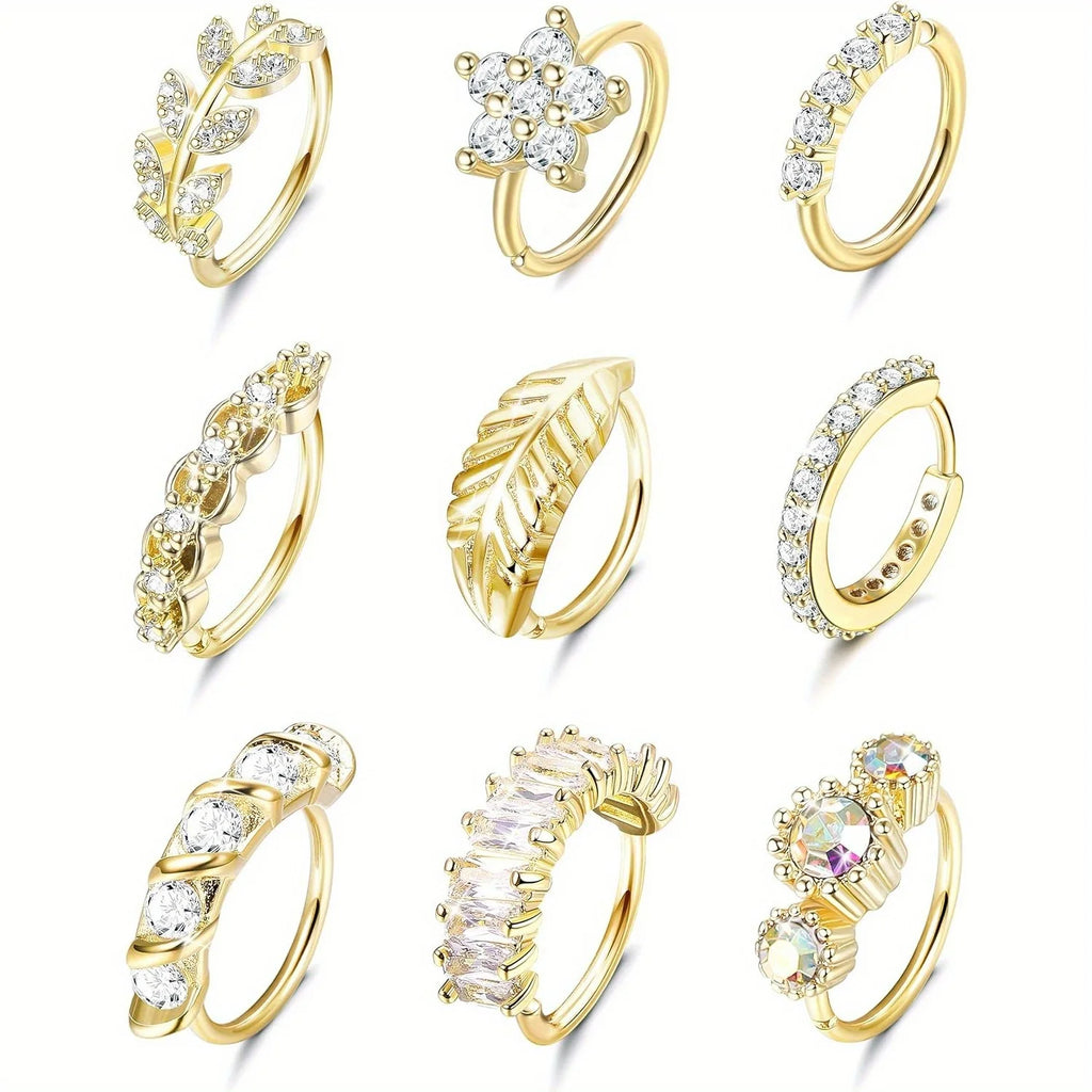 Hazel | Roestvrijstalen Neusring met Bladvormige Cubic Zirconia