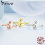 BAMOER 925 Sterling Silver Hug Open Ring Warm Love Hand Adjustable Glossy Ring for Women, His Big Loving Family Party Gift