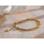 Yhpup Stainless Steel Shiny Cubic Zirconia Layered Chain Stacking Bracelet Bangle Waterproof Women High Quality Fashion Jewelry