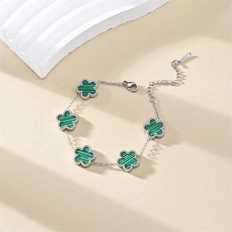 Classic Lucky Clover Women's Bracelets Double Sided Flowers Jewellery Gifts Stainless Steel hand chain 18k Gold Plated Jewelry