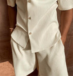 Leonardo Cord Shirt with Short Sleeves and Shorts Set