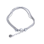 Yhpup Stainless Steel Shiny Cubic Zirconia Layered Chain Stacking Bracelet Bangle Waterproof Women High Quality Fashion Jewelry