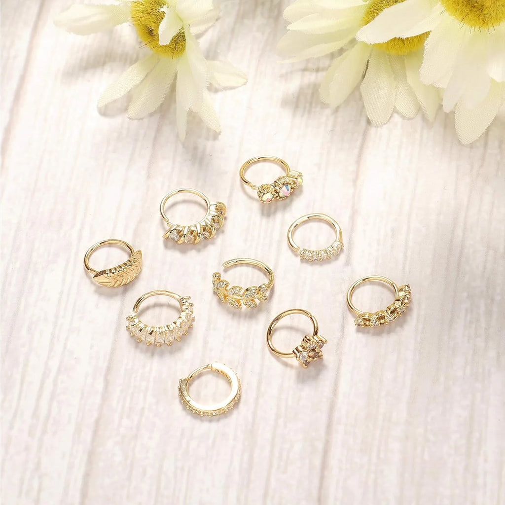 Hazel | Roestvrijstalen Neusring met Bladvormige Cubic Zirconia