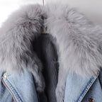 Phylicia | Elegant Denim Jacket with Faux Fur Collar