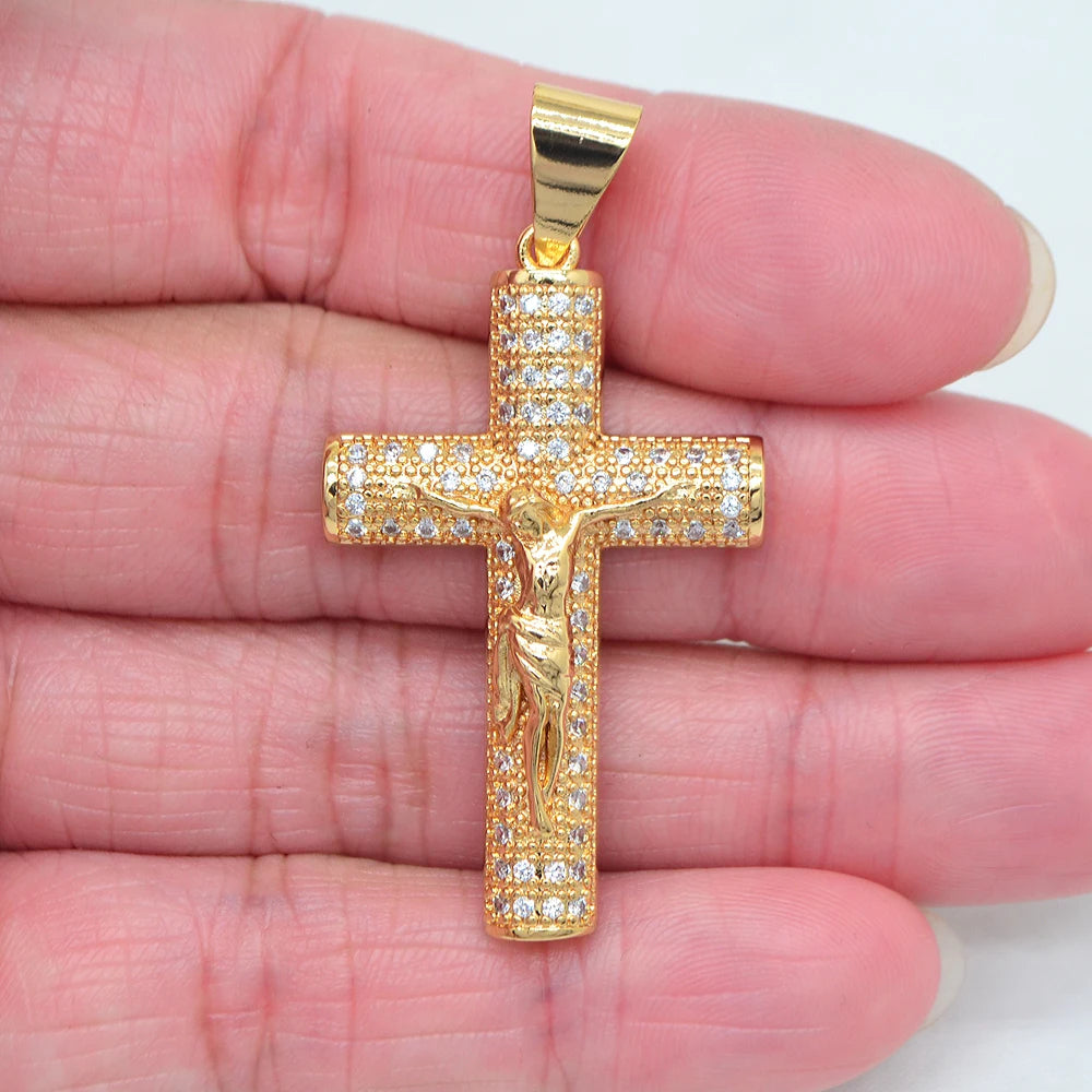 Benjamin | Cubic Zirconia Gouden Jezus Kruis Hanger Pendant