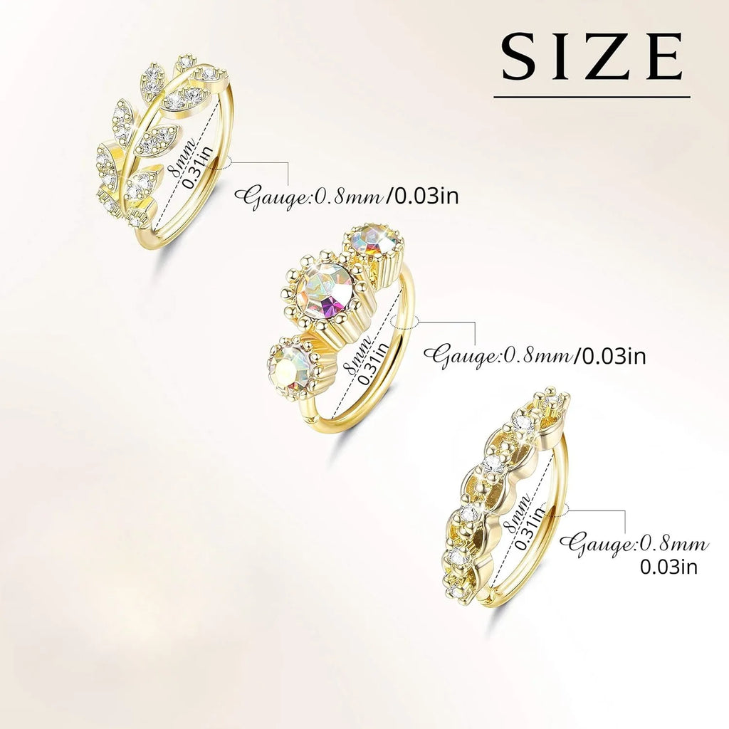 Hazel | Roestvrijstalen Neusring met Bladvormige Cubic Zirconia