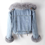 Phylicia | Elegant Denim Jacket with Faux Fur Collar
