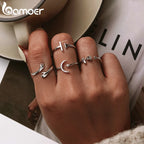 BAMOER 925 Sterling Silver Hug Open Ring Warm Love Hand Adjustable Glossy Ring for Women, His Big Loving Family Party Gift