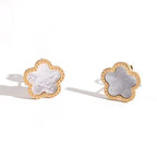 2022 Female Trend New Stainless Steel Luxury Flower Clover Earrings For Women Fashion Gold Silver Color White Shell Jewelry