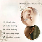 Drperfect Stainless Steel Nose Ring Hoop Stud Paved CZ Leaf Feather Flower Crawler Nose Ear Cartilage Nose Ear Piercing Hoop