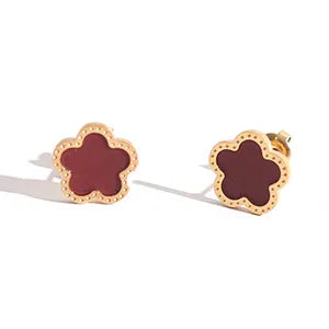 2022 Female Trend New Stainless Steel Luxury Flower Clover Earrings For Women Fashion Gold Silver Color White Shell Jewelry