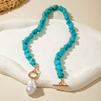 Lily | Natuurlijke turquoise gevormde parel hanger ketting