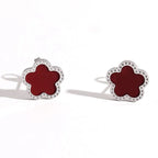 2022 Female Trend New Stainless Steel Luxury Flower Clover Earrings For Women Fashion Gold Silver Color White Shell Jewelry