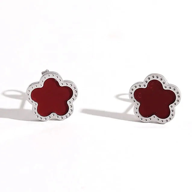2022 Female Trend New Stainless Steel Luxury Flower Clover Earrings For Women Fashion Gold Silver Color White Shell Jewelry