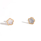 2022 Female Trend New Stainless Steel Luxury Flower Clover Earrings For Women Fashion Gold Silver Color White Shell Jewelry