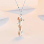Embrace Couple Pendant Necklace Adjustable Length Him Her Hugging Pendant Necklace Anniversary Jewelry Valentine Day Gift