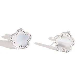 2022 Female Trend New Stainless Steel Luxury Flower Clover Earrings For Women Fashion Gold Silver Color White Shell Jewelry