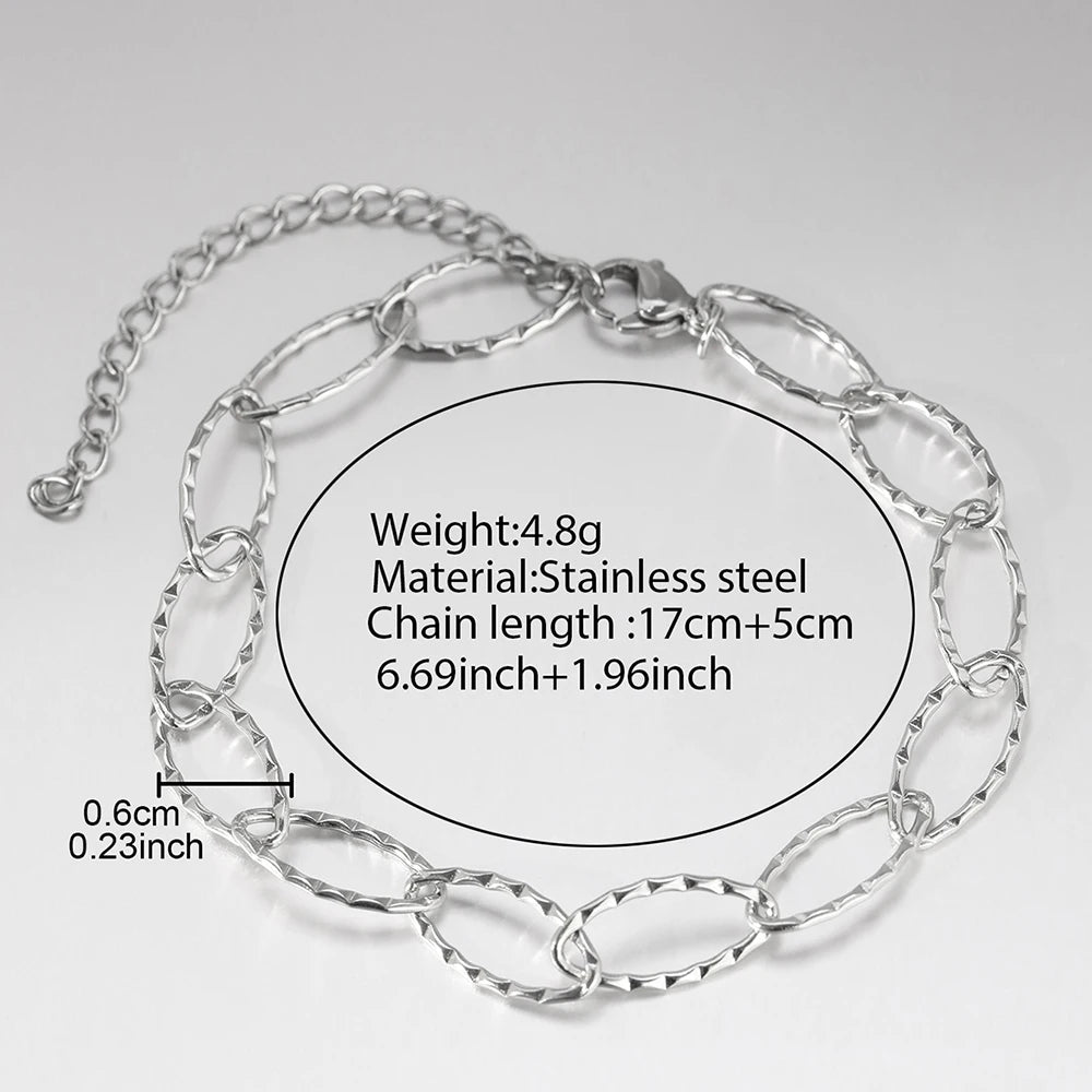 Stainless Steel Bracelets Elliptical O-Ring Chain Minimalist Classics Bracelet For Women Jewelry Everyday Wear Beautiful Gifts