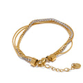 Yhpup Stainless Steel Shiny Cubic Zirconia Layered Chain Stacking Bracelet Bangle Waterproof Women High Quality Fashion Jewelry