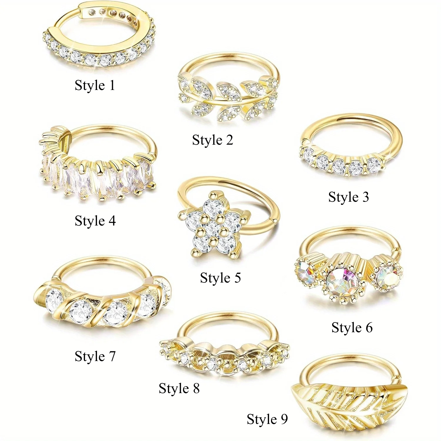 Hazel | Roestvrijstalen Neusring met Bladvormige Cubic Zirconia