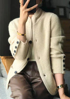 Women's Cardigan – Wool Blend, Button Design & Classic Comfort
