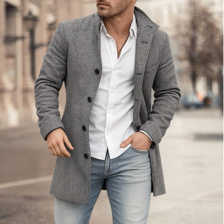 Franck | Long-Sleeved Jacket with Buttons and Tartan Pattern
