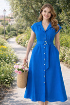 Dress with Metallic Belt for Women