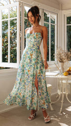 Backless Dress with Floral Print