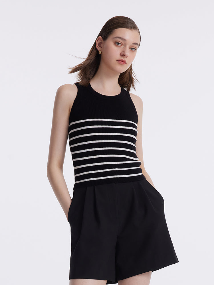 Striped Acetate and Cotton Tank Top