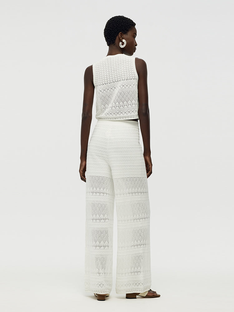 Cotton Top with Cut-Outs and Trousers - Two-Piece Set