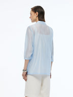 Ladies' Jacket Made from a Blend of Tencel and Linen with 3/4 Sleeves