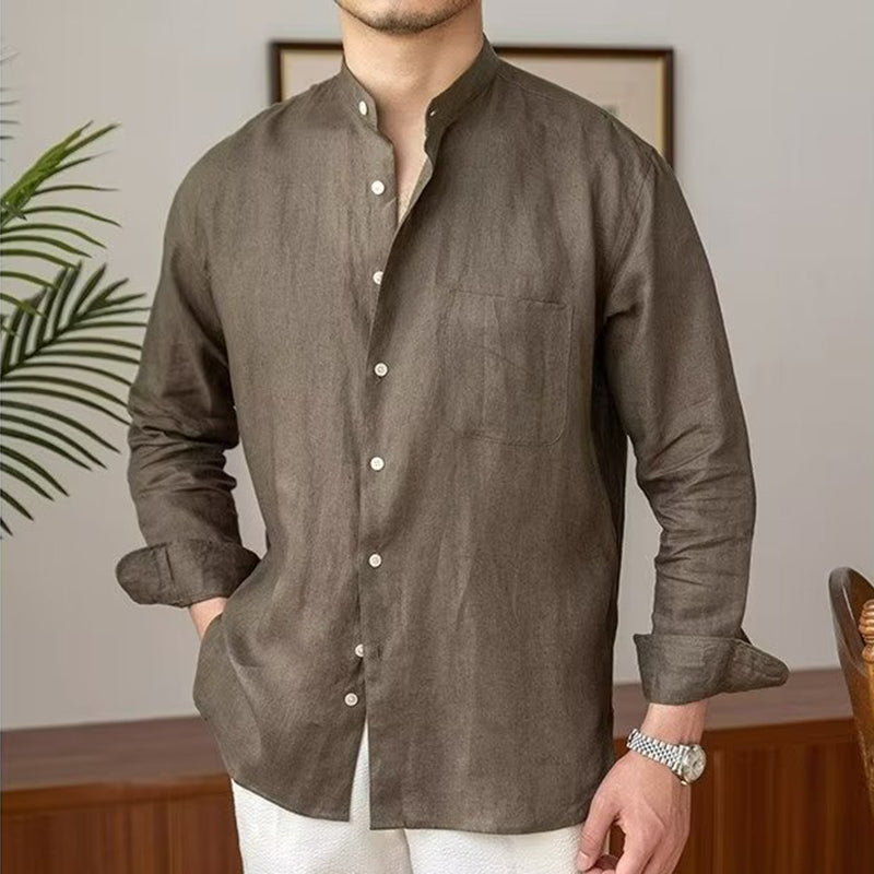 Teodor | Cotton linen shirt with pocket