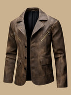 Julien – Leather Jacket with Locomotive Collar
