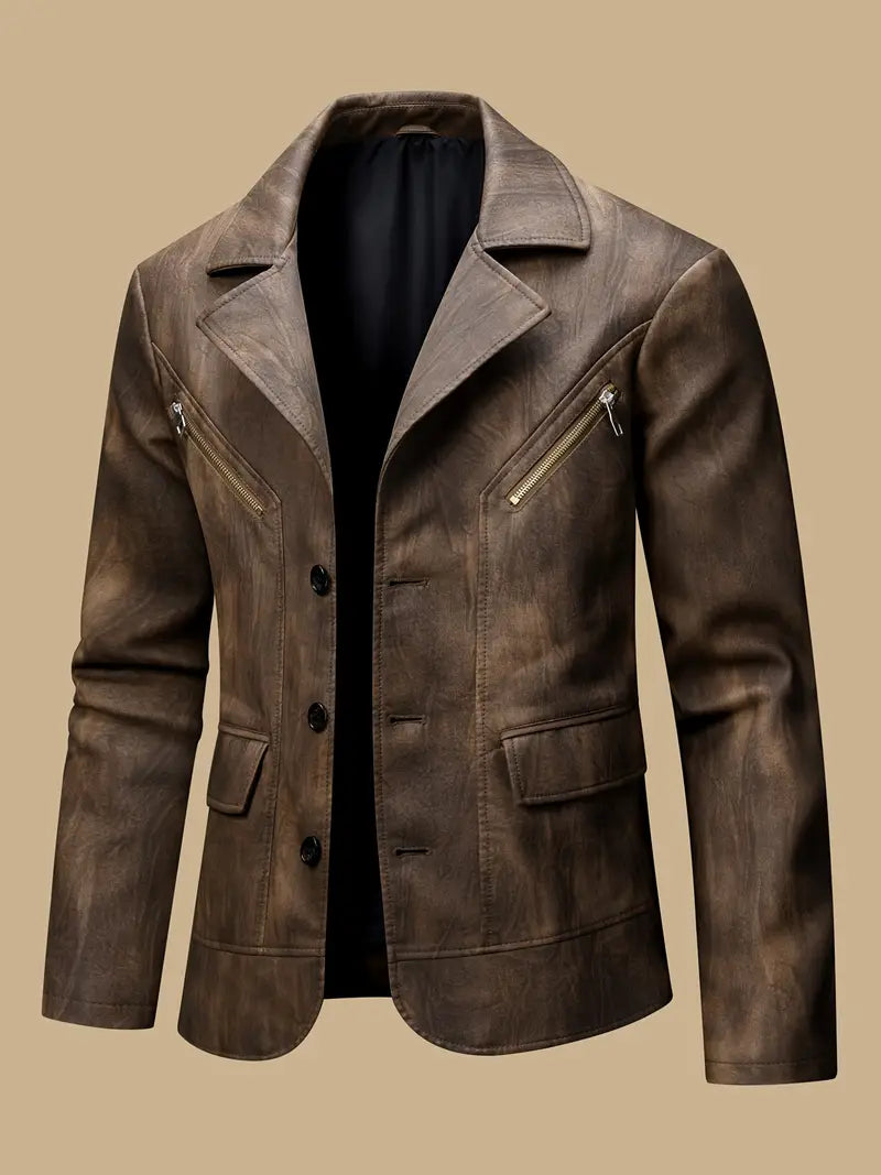 Julien – Leather Jacket with Locomotive Collar