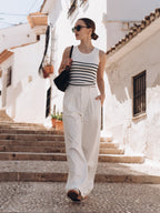 Striped Acetate and Cotton Tank Top