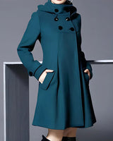 Janeen Women's Wool Coat – With Hood & Pockets, Warm & Stylish