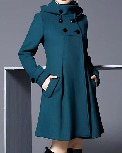 Janeen Women's Wool Coat – With Hood & Pockets, Warm & Stylish